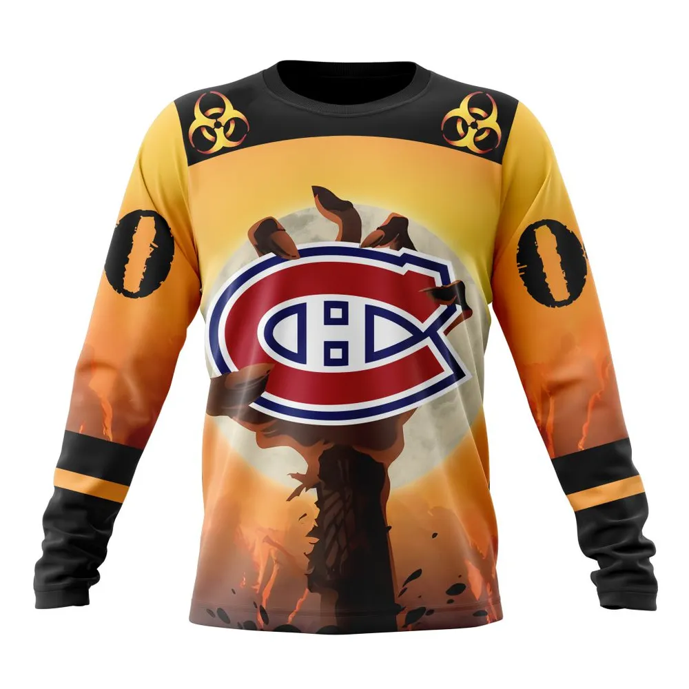 NHL Montreal Canadiens Special Zombie Design For Halloween St2305 Long Sleeved Sweatshirt 