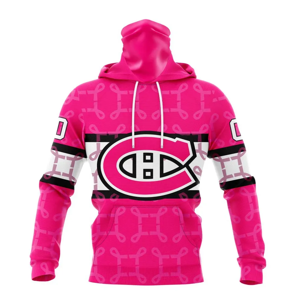 NHL Montreal Canadiens | Specialized Design I Pink I Can! In October We Wear Pink Breast Cancer Mask Hoodie