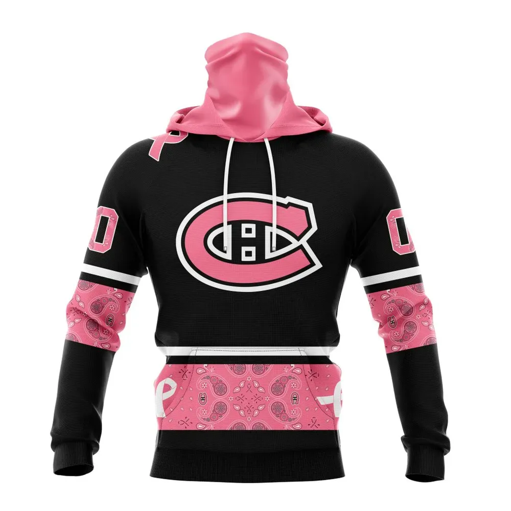 NHL Montreal Canadiens | Specialized Design In Classic Style With Paisley! In October We Wear Pink Breast Cancer Mask Hoodie