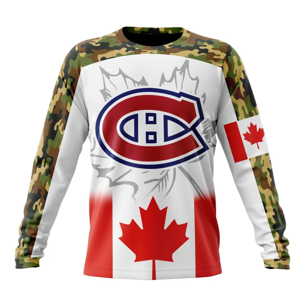 NHL Montreal Canadiens | Specialized Design With Our Canada Flag Long Sleeved Sweatshirt 