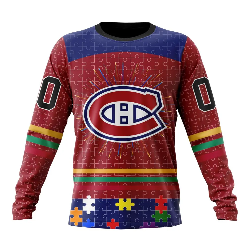 NHL Montreal Canadiens | Specialized Fearless Aganst Autism V0122 Long Sleeved Sweatshirt 