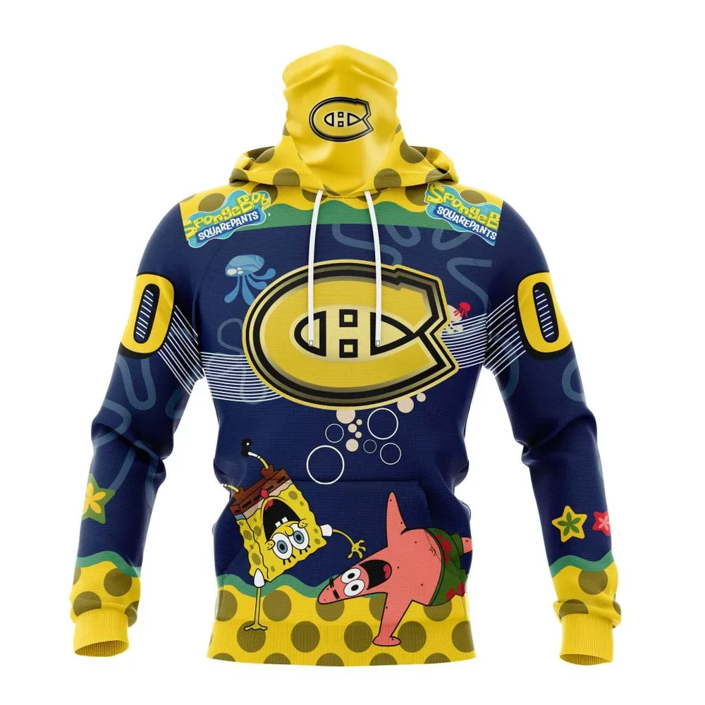 NHL Montreal Canadiens Specialized Jersey With Spongebob Mask Hoodie