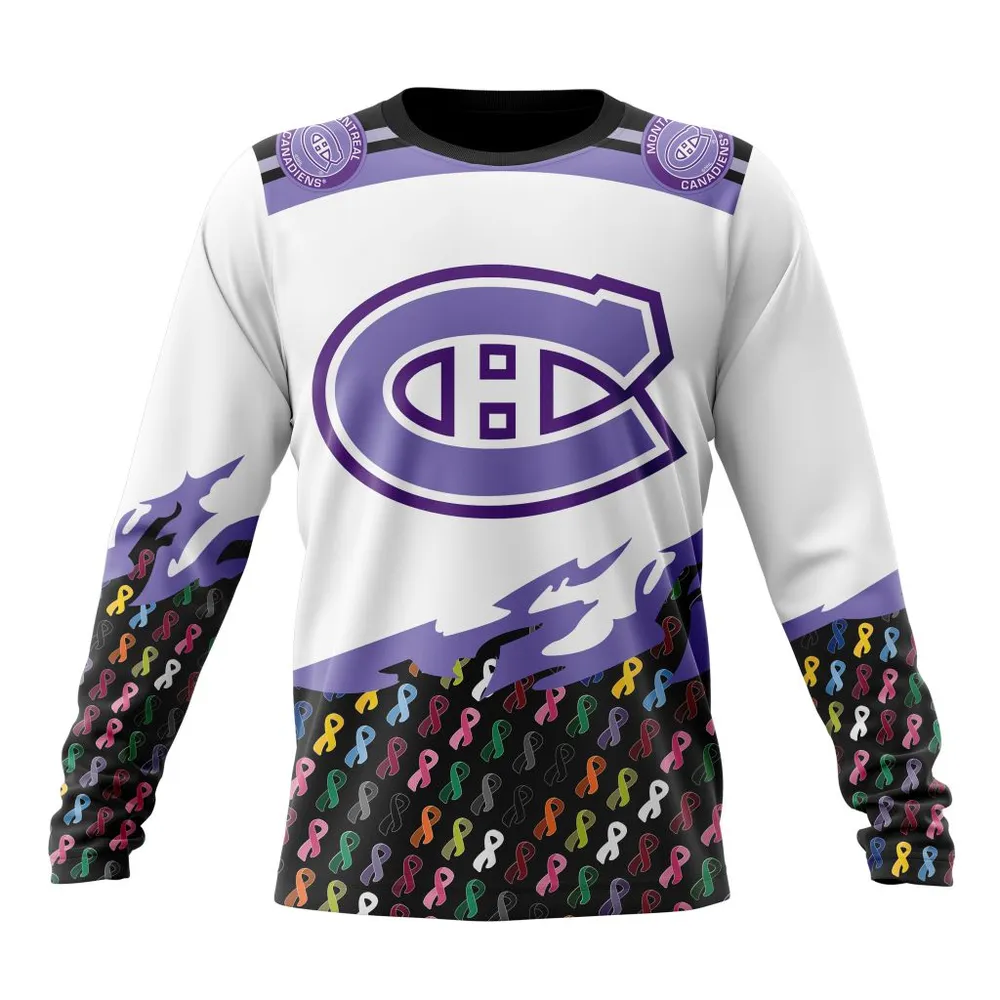 NHL Montreal Canadiens | Specialized Kits In October We Stand Together We Can Beat Cancer Long Sleeved Sweatshirt 