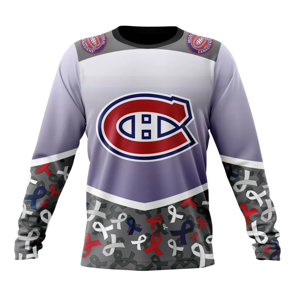 NHL Montreal Canadiens | Specialized Sport Fights Again All Cancer V0122 Long Sleeved Sweatshirt 