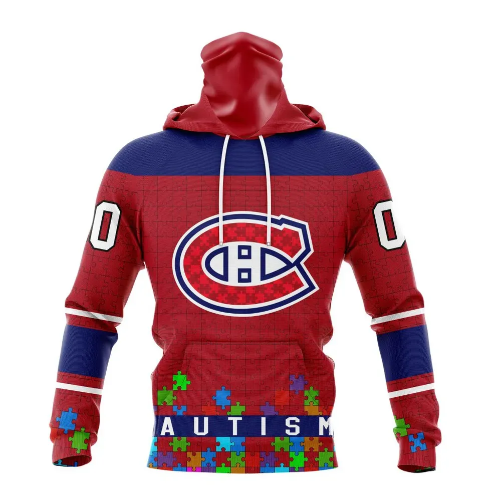 NHL Montreal Canadiens | Specialized Unisex Kits Hockey Fights Against Autism Mask Hoodie