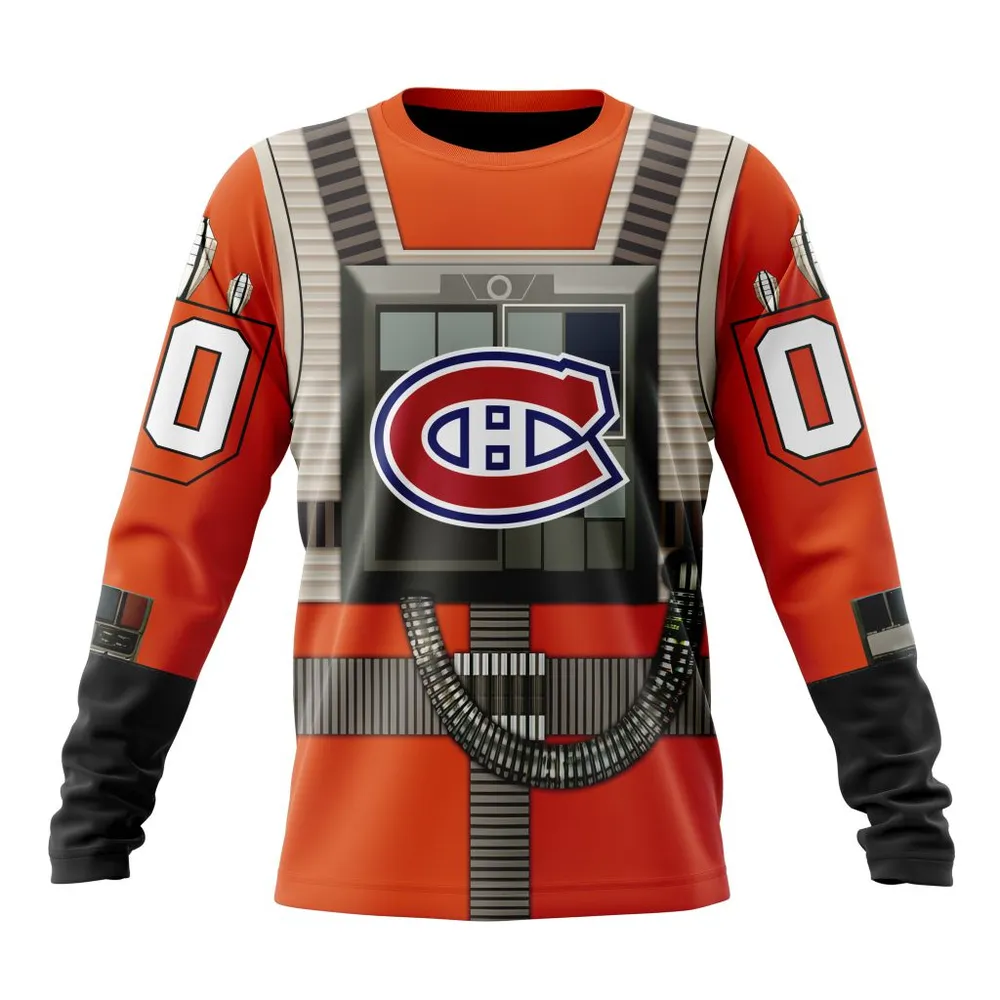 NHL Montreal Canadiens Star Wars Rebel Pilot Design St2201 Long Sleeved Sweatshirt 