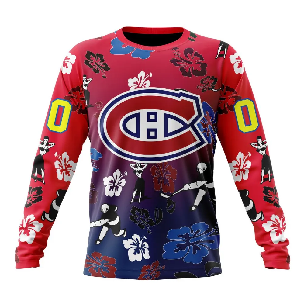 NHL Montreal Canadiens X Hawaii Specialized Design For Hawaiia V0122 Long Sleeved Sweatshirt 