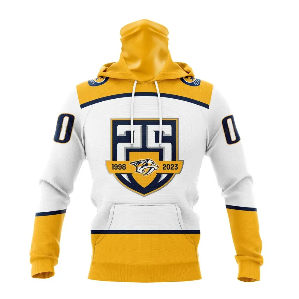 NHL Nashville Predators Away With 25Th Anniversary Logo Mask Hoodie