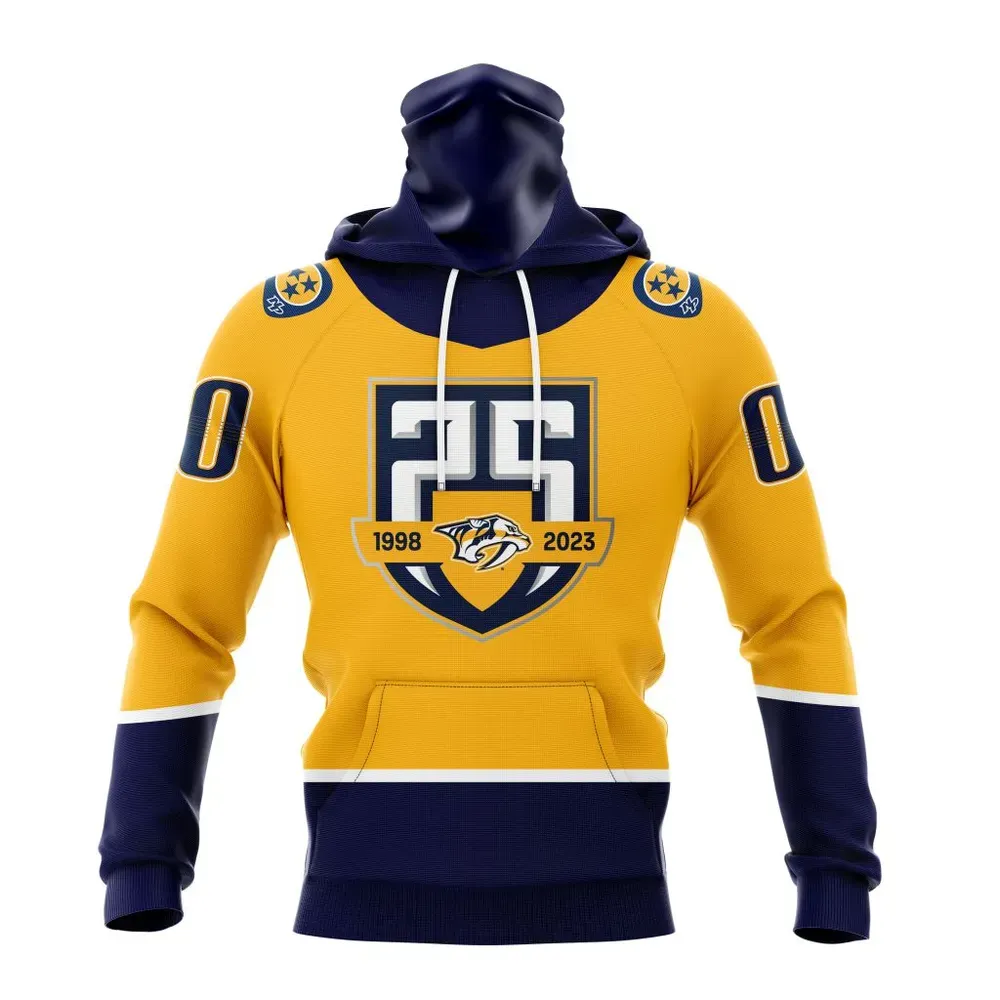 NHL Nashville Predators Home With 25Th Anniversary Logo Mask Hoodie