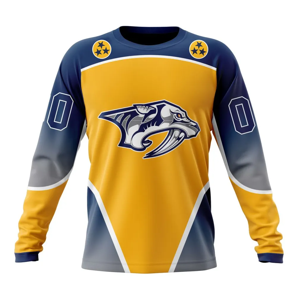 NHL Nashville Predators Personalize Gradient Series Concept St2301 Long Sleeved Sweatshirt 