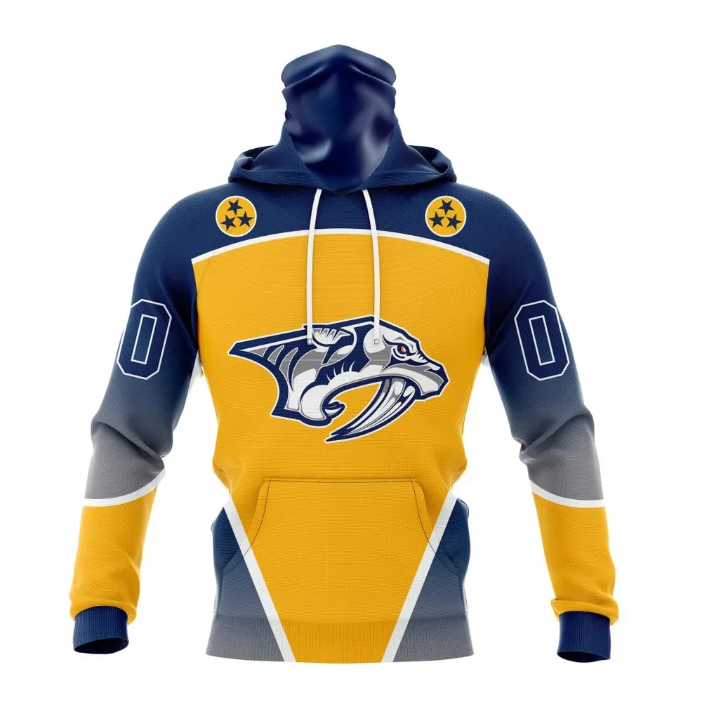 NHL Nashville Predators Personalize Gradient Series Concept St2301 Mask Hoodie