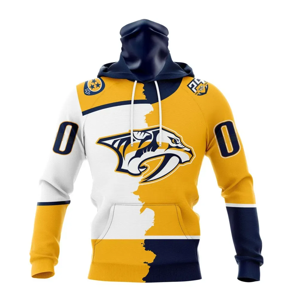 NHL Nashville Predators Personalize Home Mix Away Kits Mask Hoodie