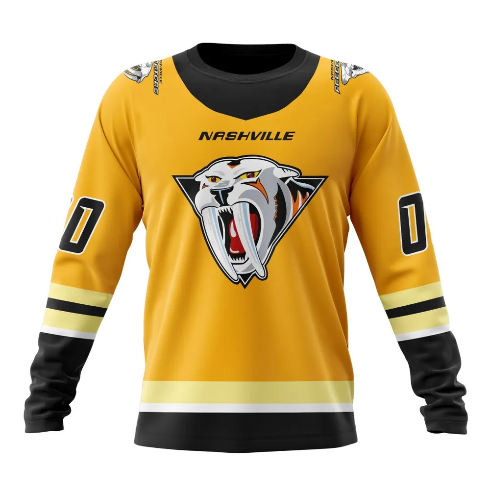 NHL Nashville Predators Reverse Retro Kits Long Sleeved Sweatshirt 