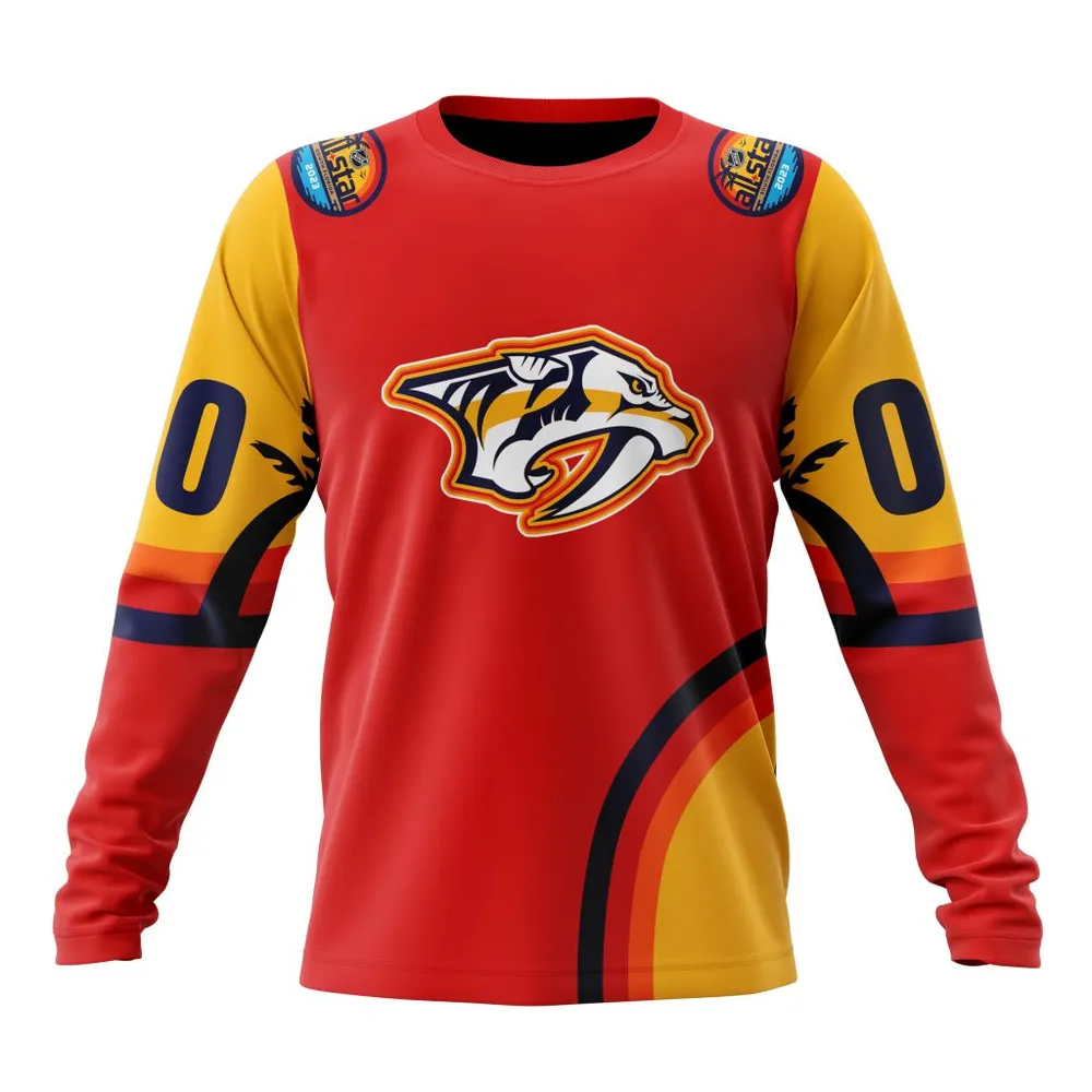 NHL Nashville Predators Special All-Star Game Design With Florida Sunset Long Sleeved Sweatshirt 