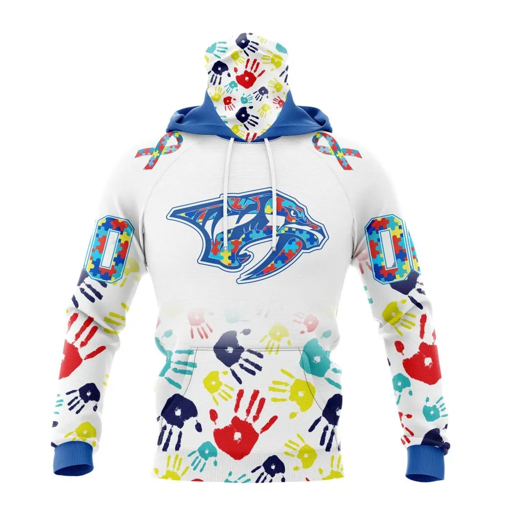 NHL Nashville Predators Special Autism Awareness Design St2203 Mask Hoodie