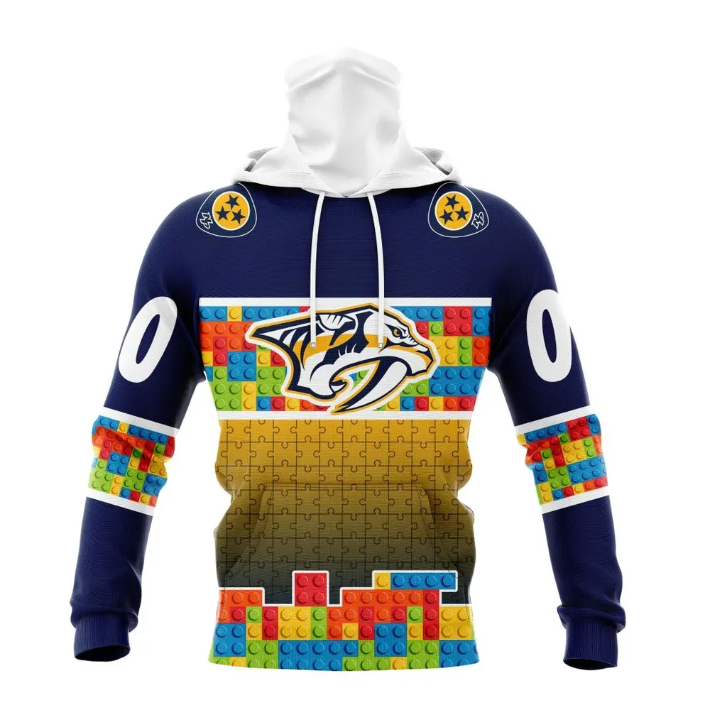 NHL Nashville Predators Special Autism Awareness Design V2301 Mask Hoodie