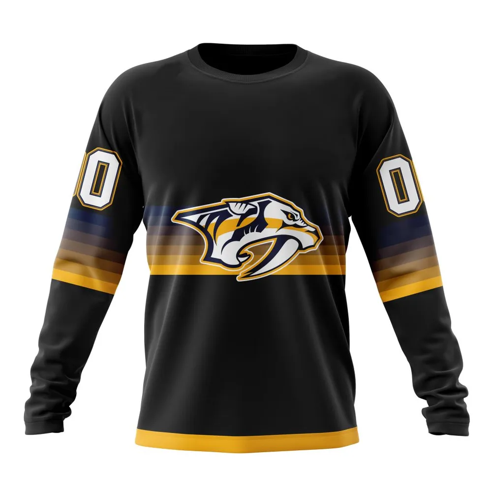 NHL Nashville Predators Special Black And Gradient Design St2301 Long Sleeved Sweatshirt 