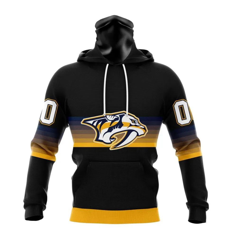 NHL Nashville Predators Special Black And Gradient Design St2301 Mask Hoodie