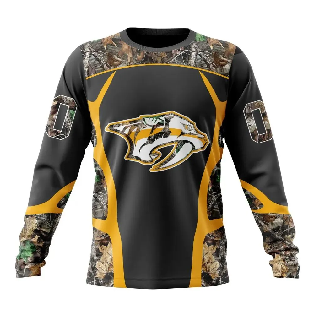 NHL Nashville Predators Special Camo Hunting Design V2302 Long Sleeved Sweatshirt 