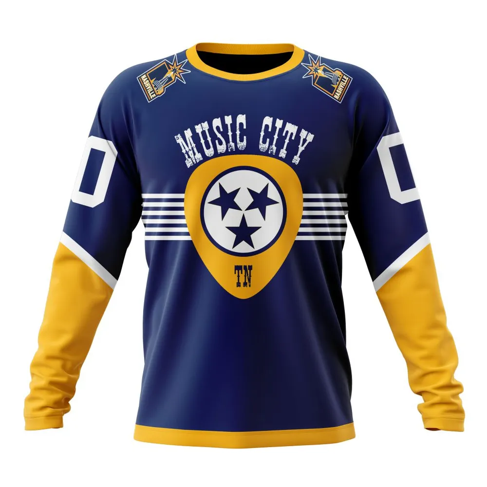 NHL Nashville Predators Special City Connect Design St2402 Long Sleeved Sweatshirt 