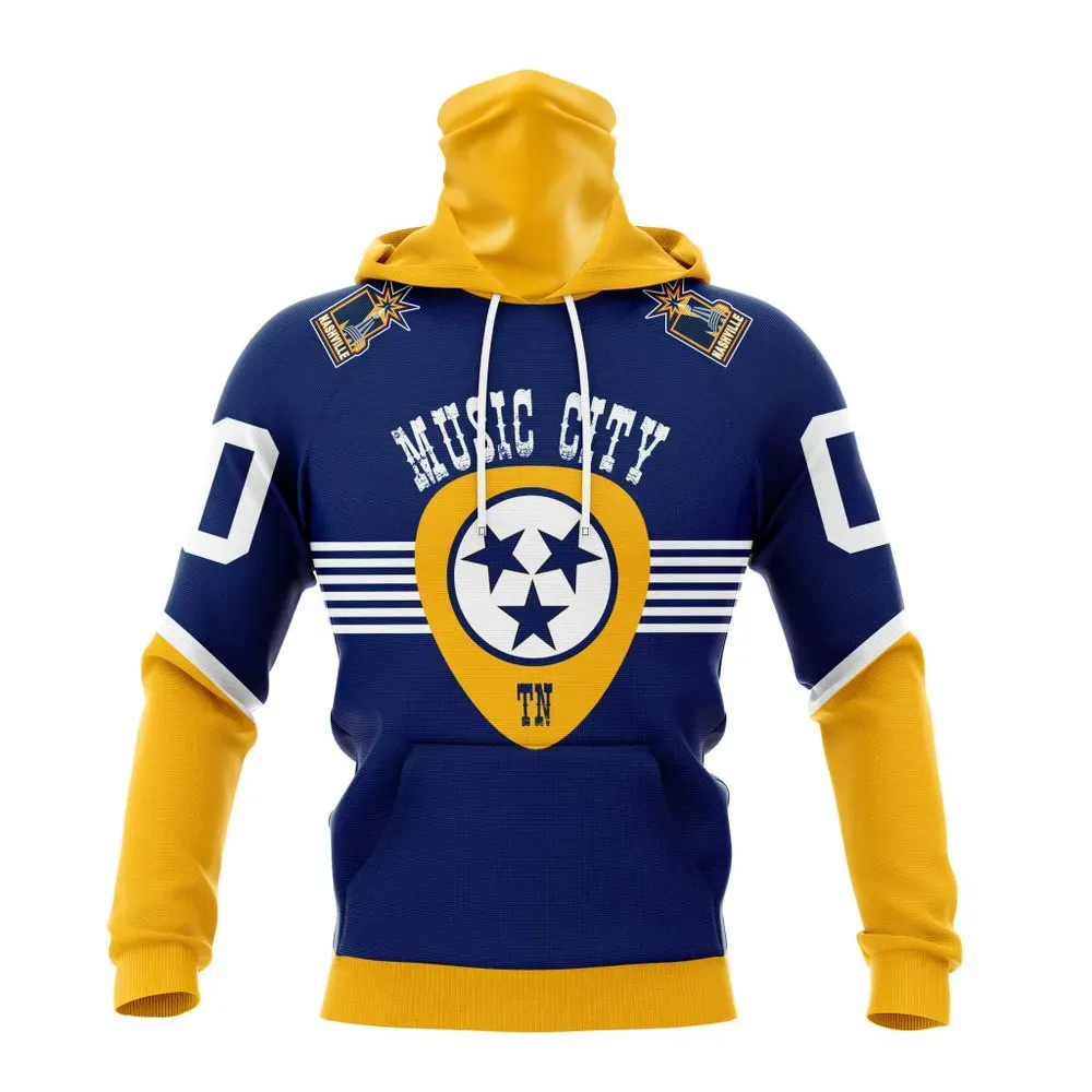 NHL Nashville Predators Special City Connect Design St2402 Mask Hoodie