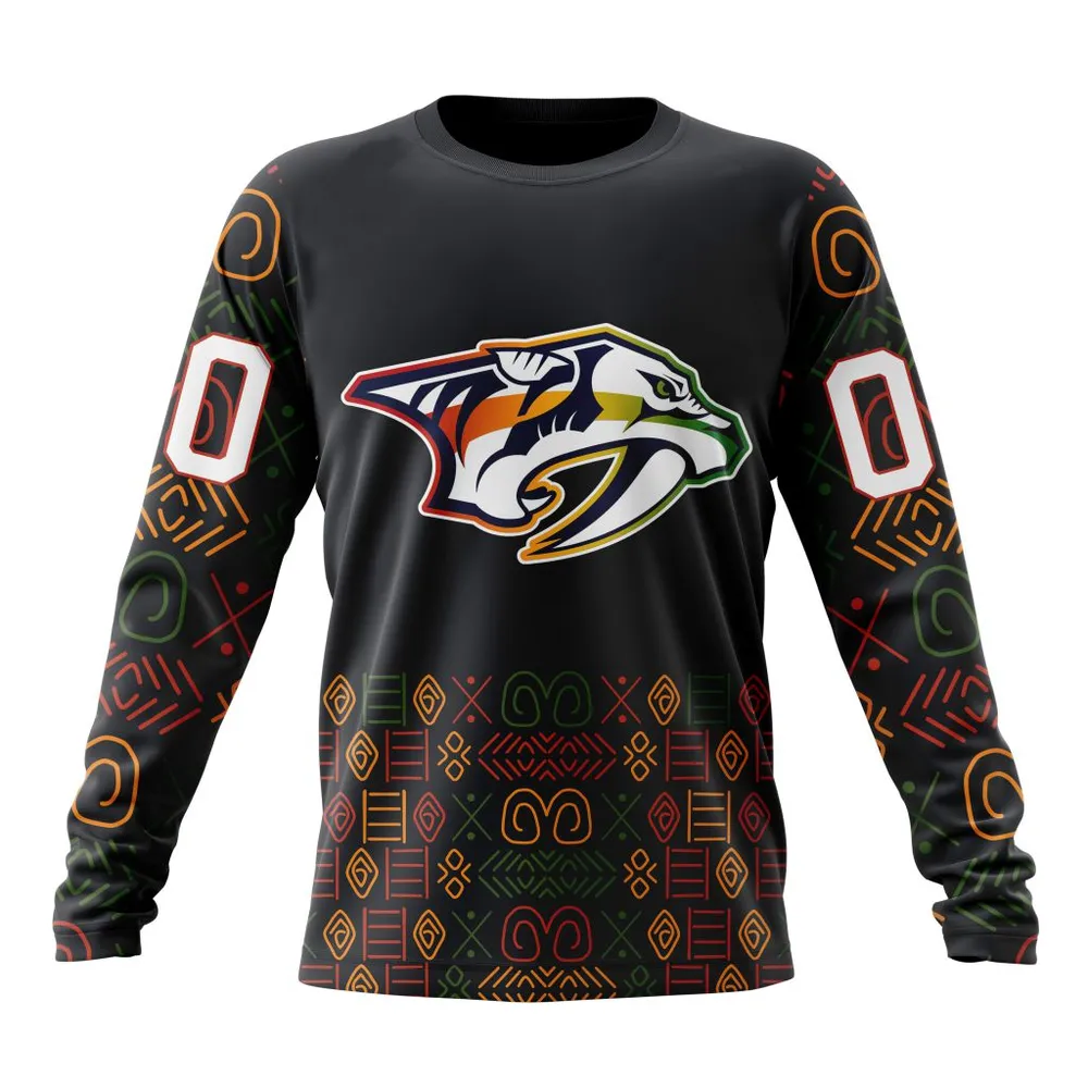 NHL Nashville Predators Special Design For Black History Month St2401 Long Sleeved Sweatshirt 