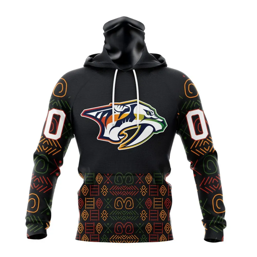 NHL Nashville Predators Special Design For Black History Month St2401 Mask Hoodie