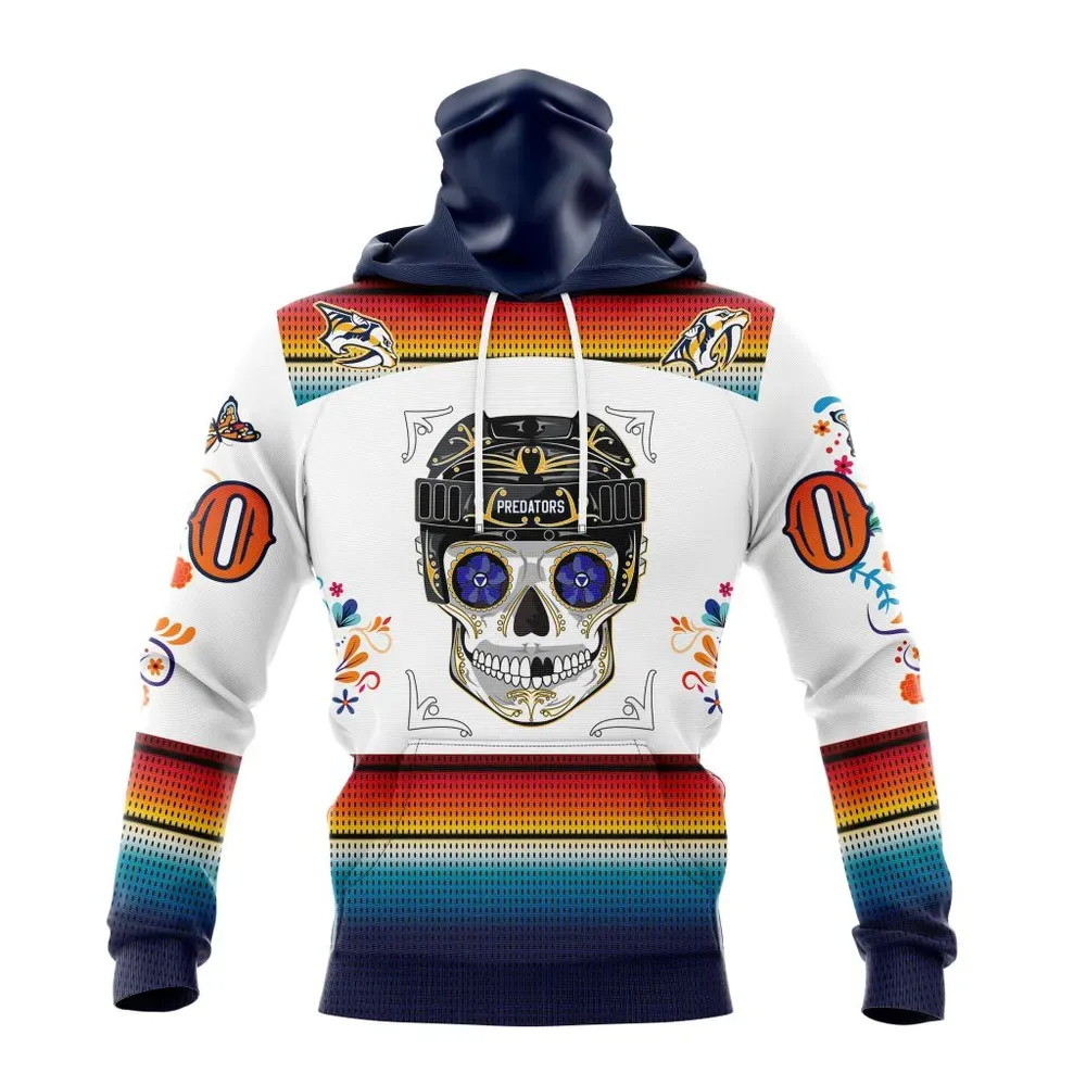 NHL Nashville Predators Special Design For Dia De Los Muertos St2301 Mask Hoodie