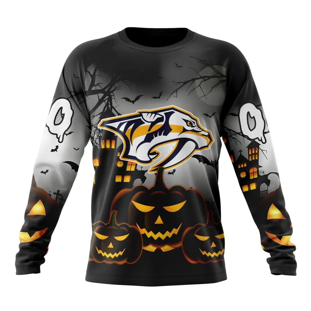 NHL Nashville Predators Special Design For Halloween St2302 Long Sleeved Sweatshirt 