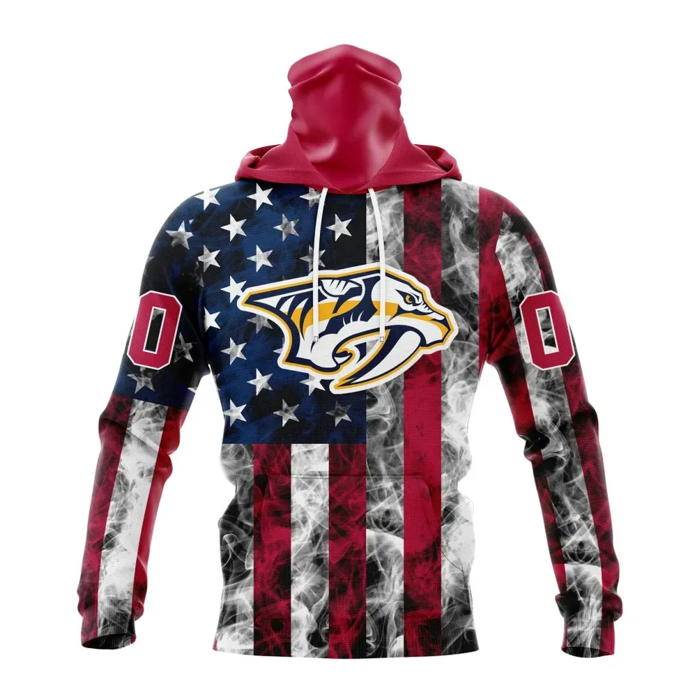 NHL Nashville Predators Special Design For Independence Day The Fourth Of July St2401 Mask Hoodie