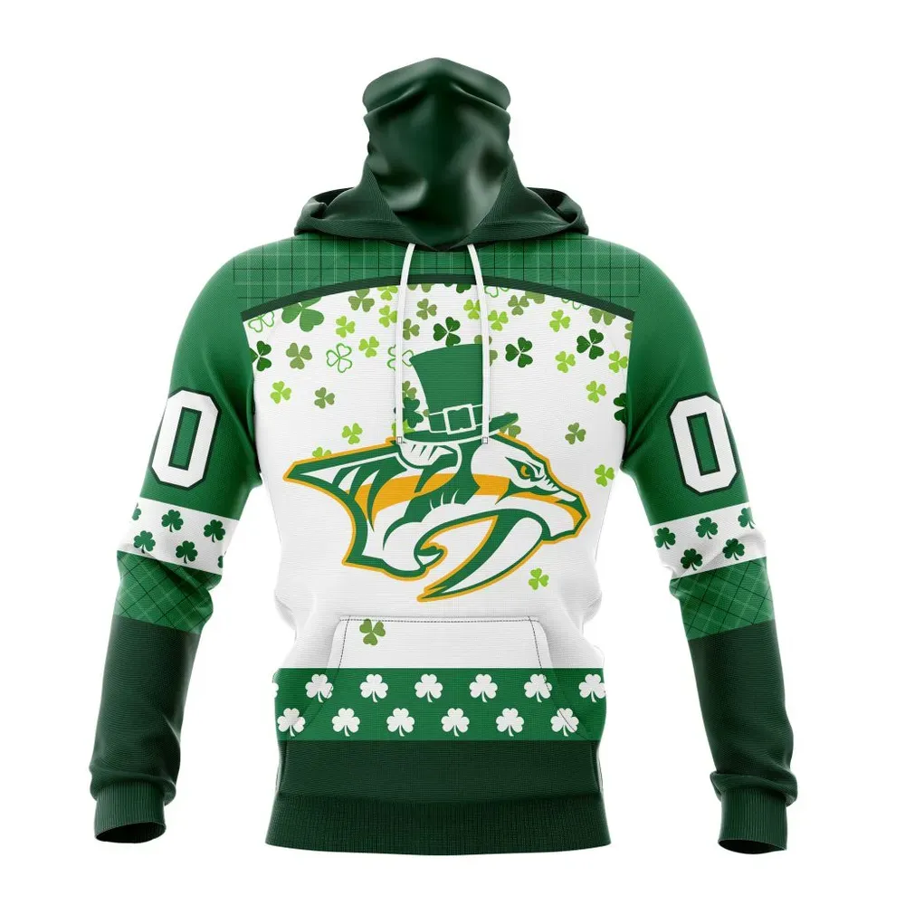 NHL Nashville Predators Special Design For St. Patrick Day St2401 Mask Hoodie