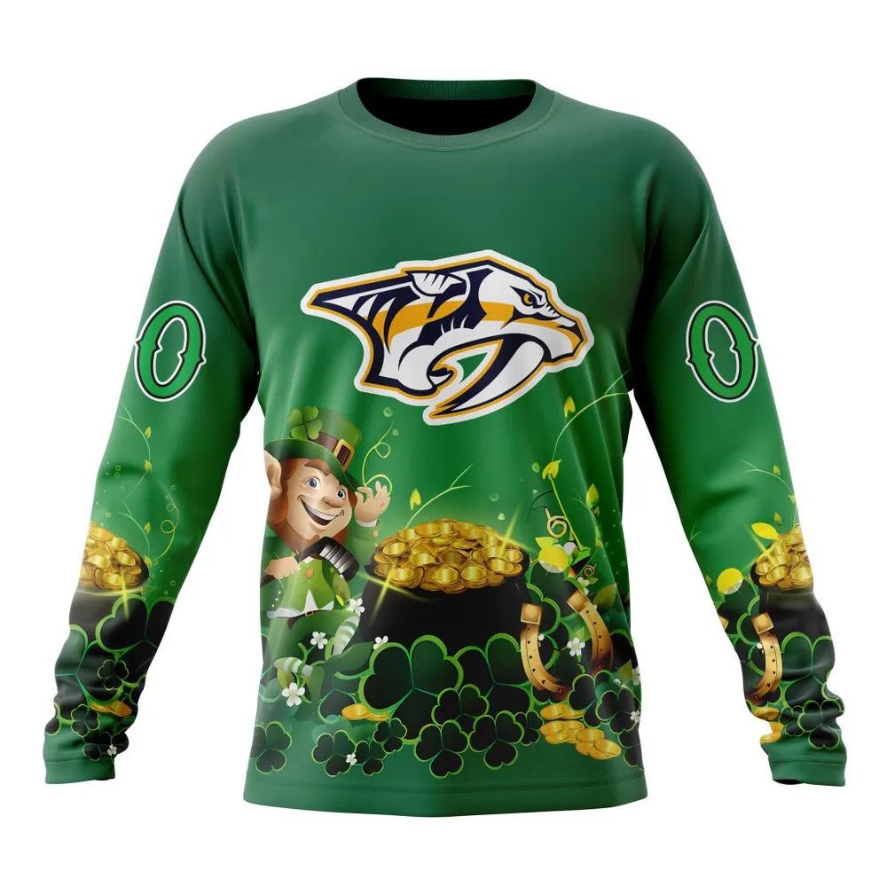 NHL Nashville Predators Special Design For St. Patrickâ€™S Day St2403 Long Sleeved Sweatshirt 