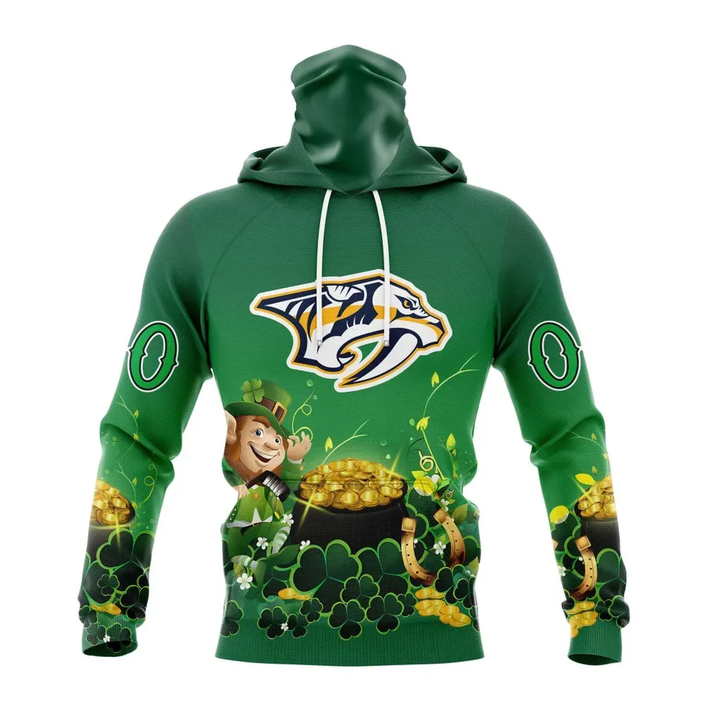 NHL Nashville Predators Special Design For St. Patrickâ€™S Day St2403 Mask Hoodie