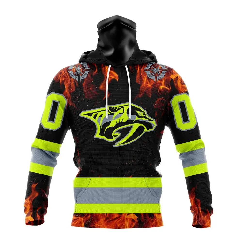 NHL Nashville Predators Special Design Honoring Firefighters St2401 Mask Hoodie