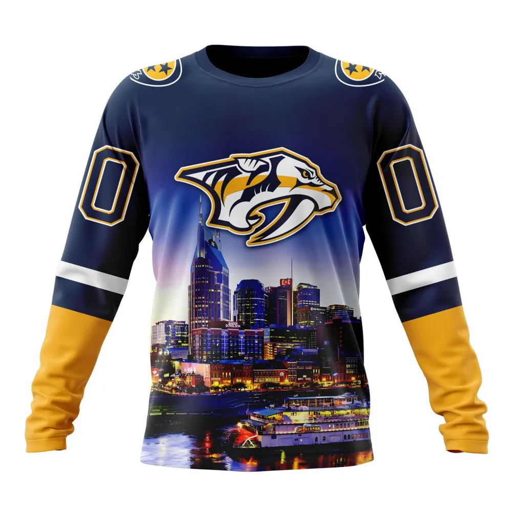 NHL Nashville Predators Special Design With City Skyline St2301 Long Sleeved Sweatshirt 