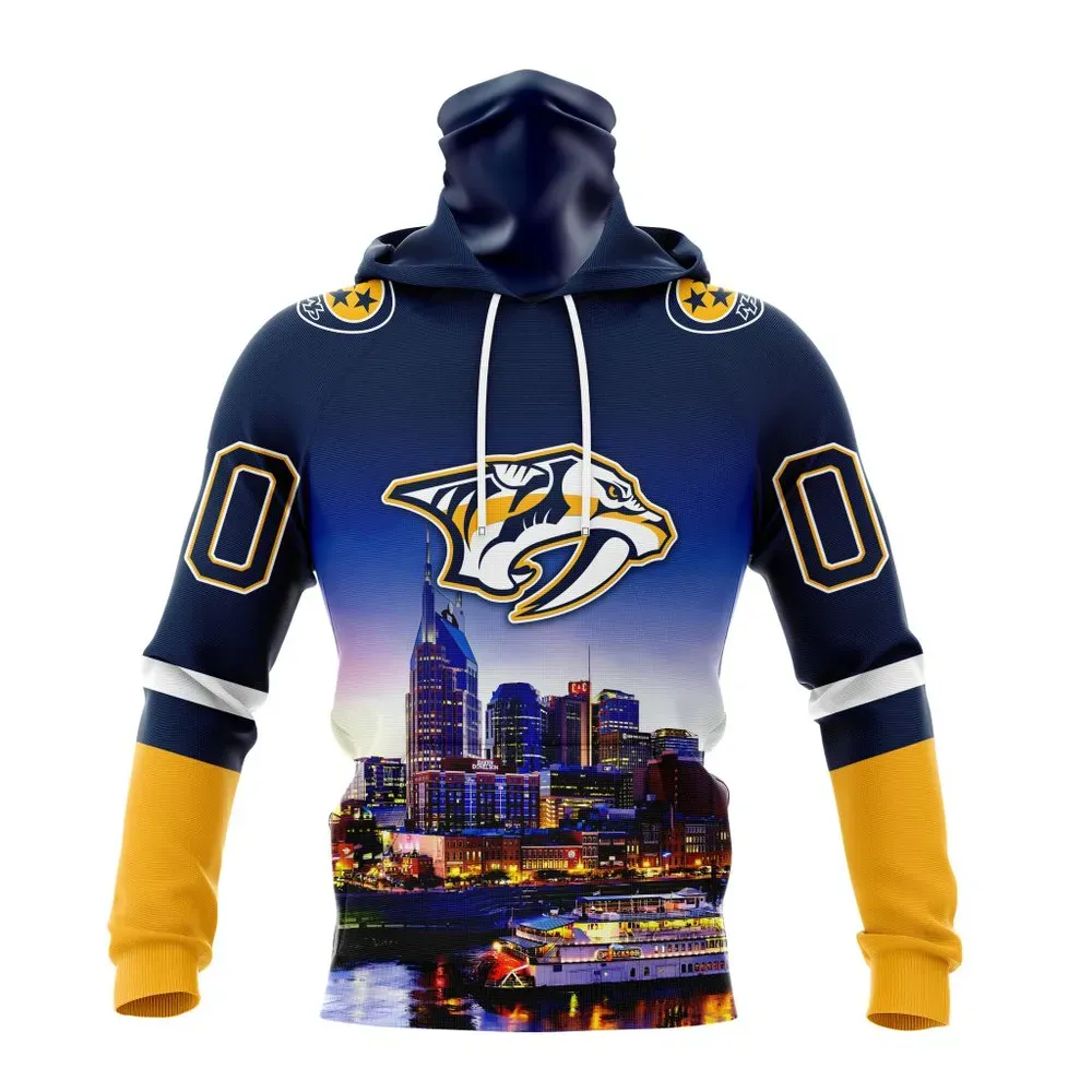 NHL Nashville Predators Special Design With City Skyline St2301 Mask Hoodie