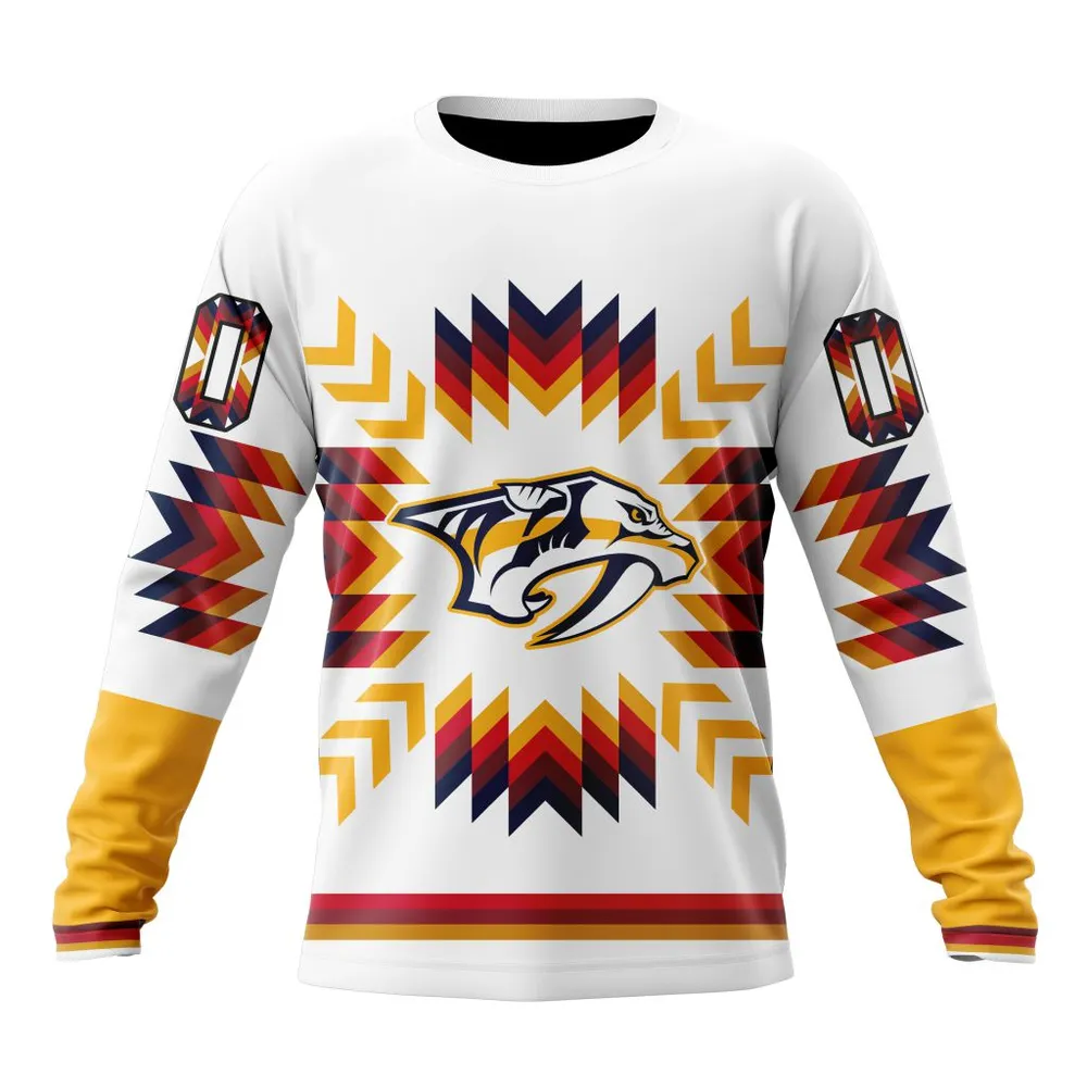 NHL Nashville Predators Special Design With Native Pattern St2302 Long Sleeved Sweatshirt 