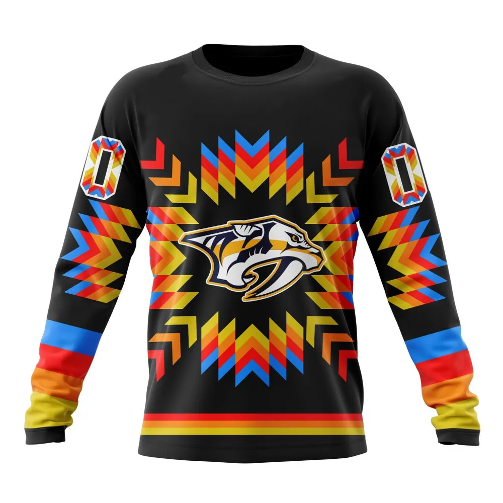 NHL Nashville Predators Special Design With Native Pattern St2306 Long Sleeved Sweatshirt 