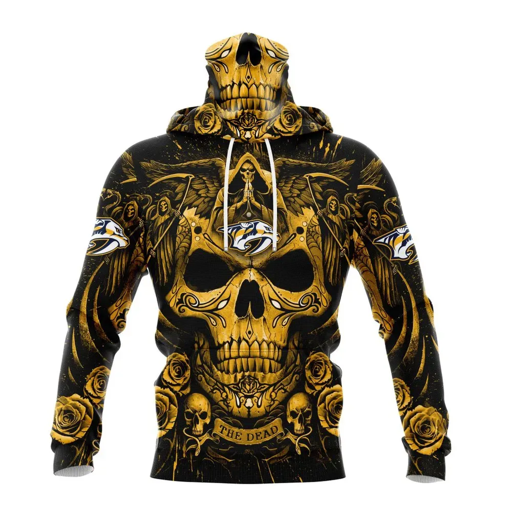 NHL Nashville Predators Special Design With Skull Art St2203 Mask Hoodie