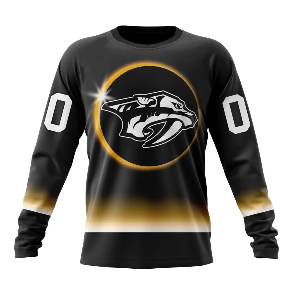 NHL Nashville Predators Special Eclipse Design St2401 Long Sleeved Sweatshirt 