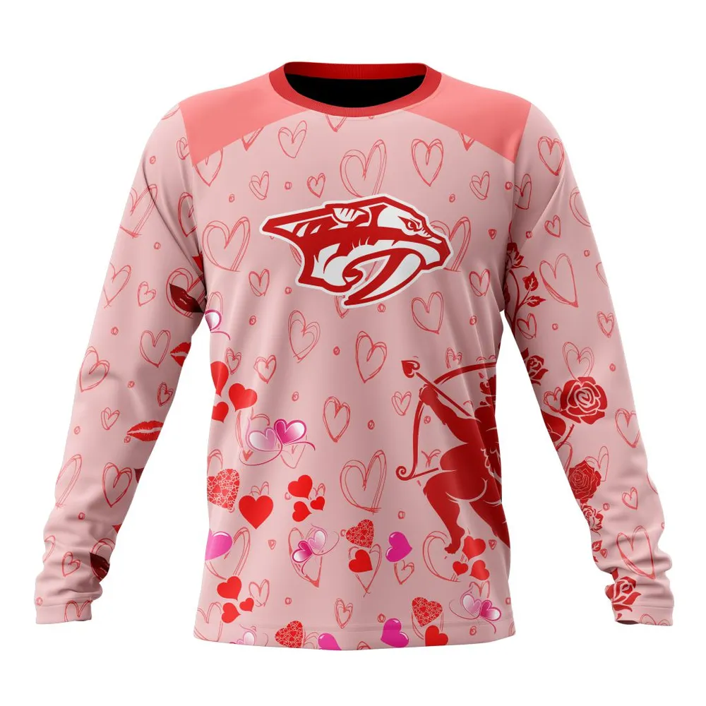 NHL Nashville Predators Special Gift For Valentines Day St2402 Long Sleeved Sweatshirt 