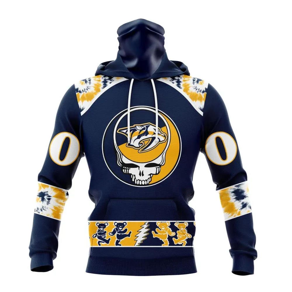 NHL Nashville Predators Special Grateful Dead Design St2301 Mask Hoodie