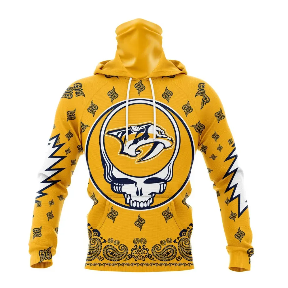 NHL Nashville Predators Special Grateful Dead Design St2303 Mask Hoodie