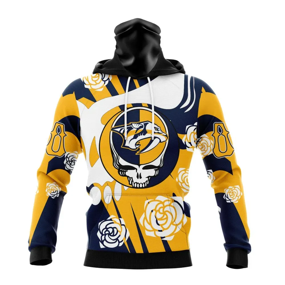 NHL Nashville Predators Special Grateful Dead Design St2305 Mask Hoodie