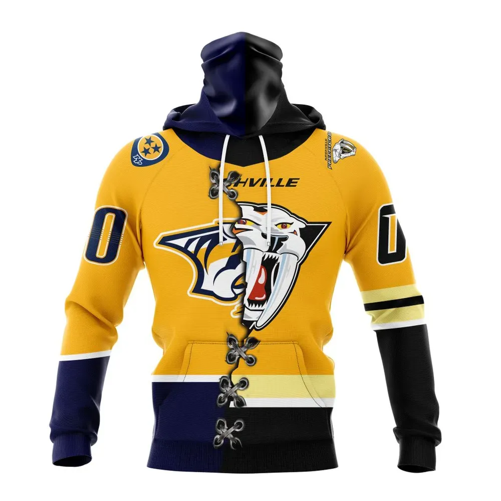 NHL Nashville Predators Special Home Mix Reverse Retro Personalized Kits Mask Hoodie