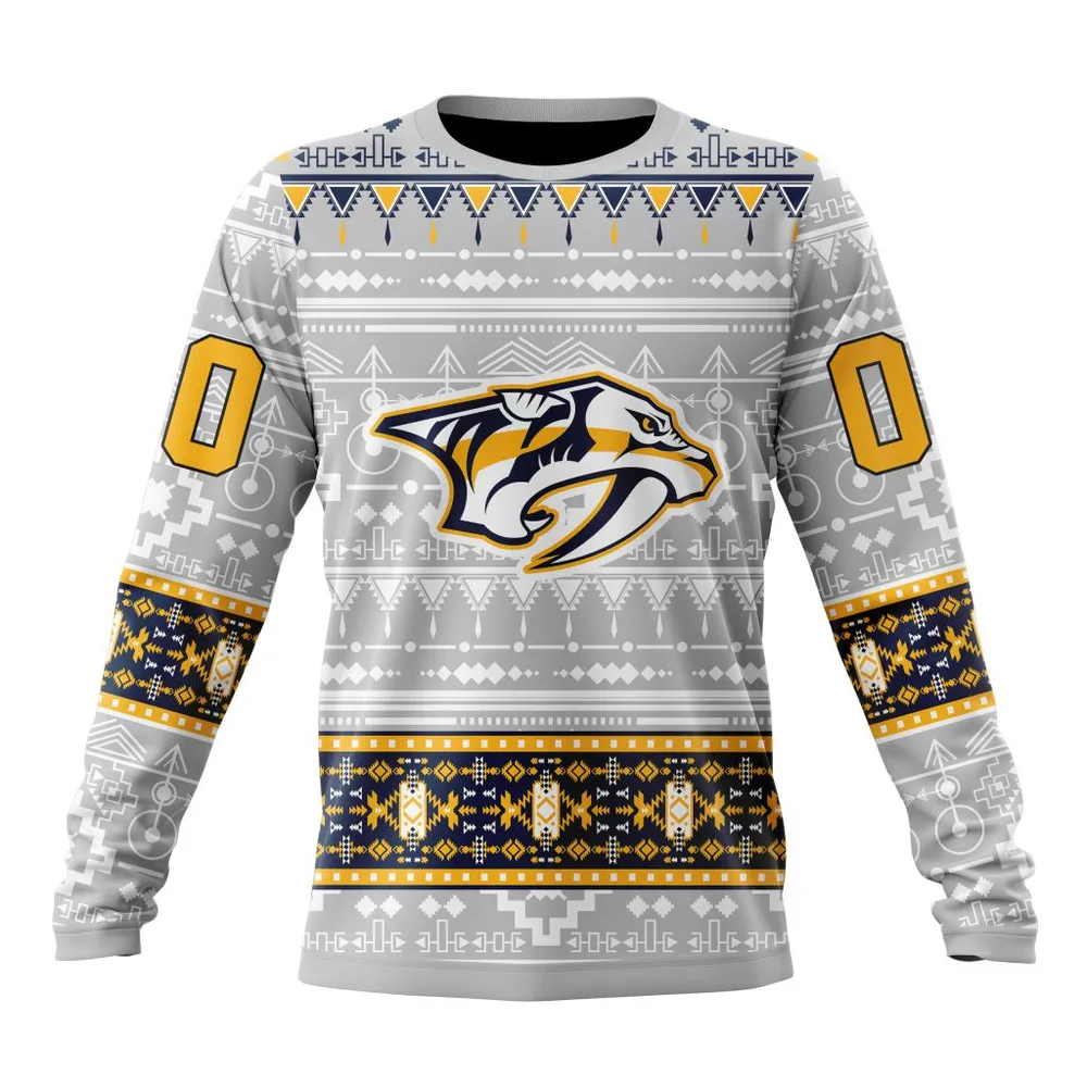 NHL Nashville Predators Special Native Design St2302 Long Sleeved Sweatshirt 