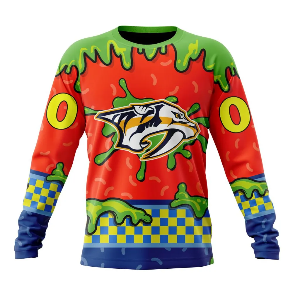 NHL Nashville Predators Special Nickelodeon Design St2301 Long Sleeved Sweatshirt 