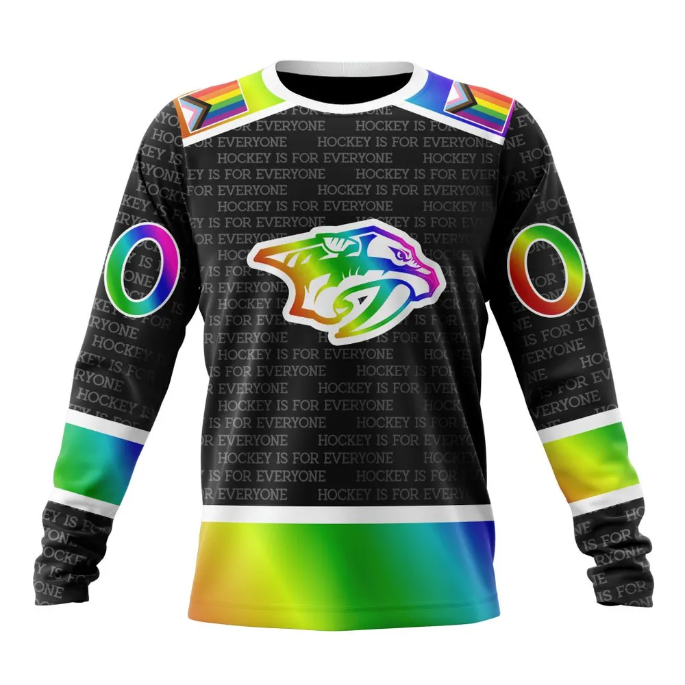 NHL Nashville Predators Special Pride Design Hockey Is For Everyone Long Sleeved Sweatshirt 