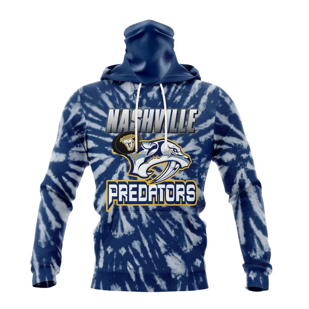 NHL Nashville Predators Special Retro Vintage Tie Dye St2201 Mask Hoodie