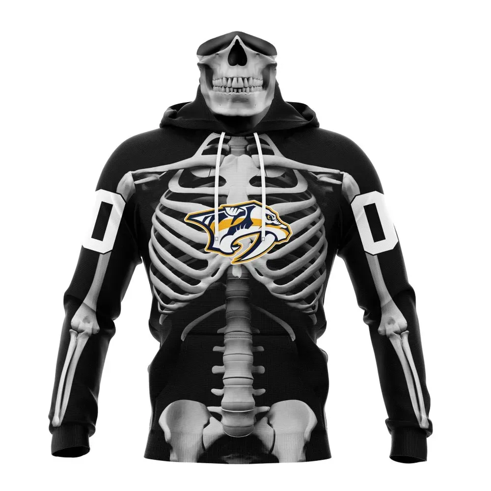 NHL Nashville Predators Special Skeleton Costume For Halloween St2301 Mask Hoodie